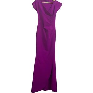 La Petite Robe Di Chiara Boni V-Neck Maxi Evening Ruched Gown Dress IT 40 US 4